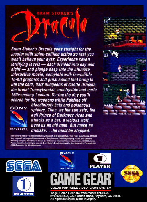 Bram Stoker's Dracula — Box back