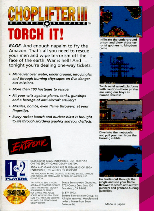 Choplifter III — Box back