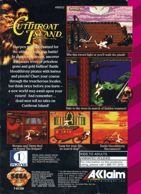 Cutthroat Island — Box back