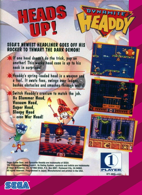 Dynamite Headdy — Box back