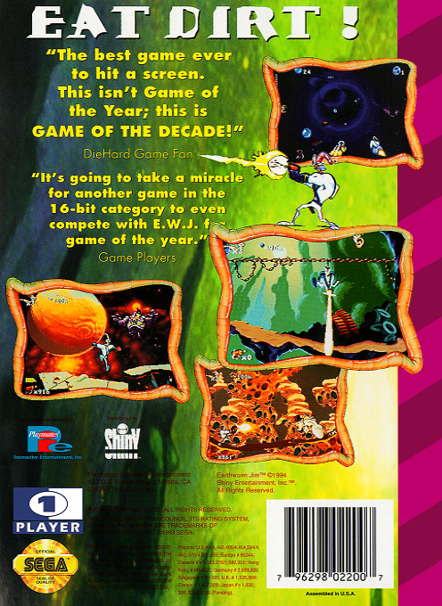 Earthworm Jim — Box back