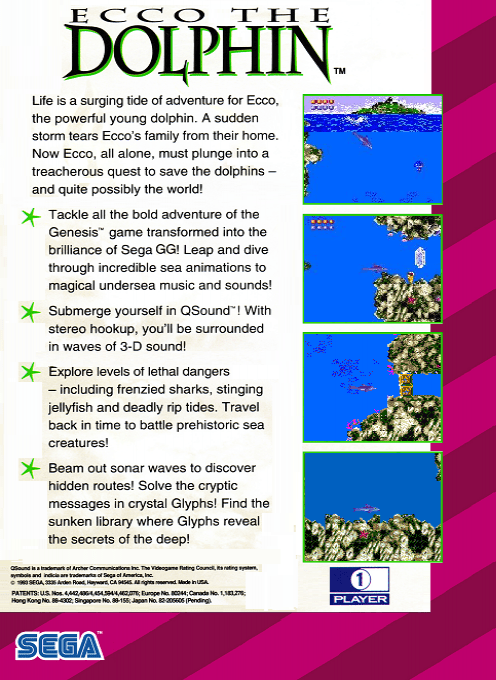 Ecco the Dolphin — Box back