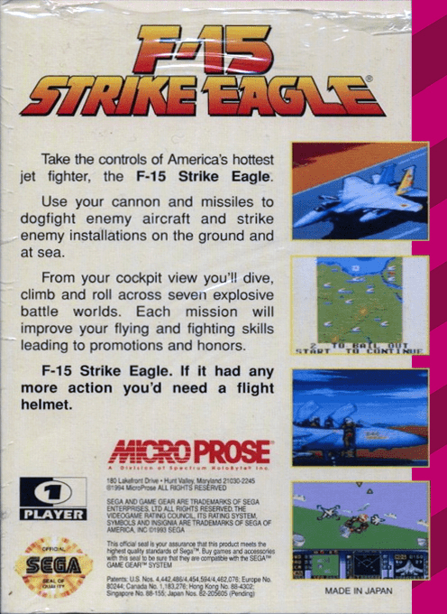 F-15 Strike Eagle — Box back