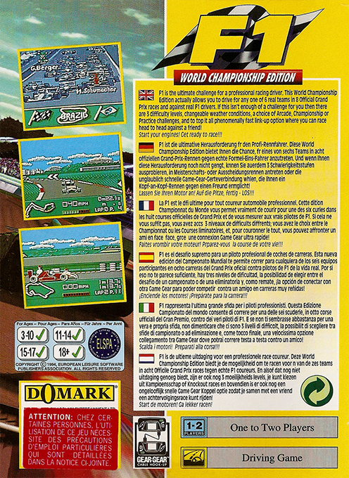 F1 : World Championship Edition — Box back