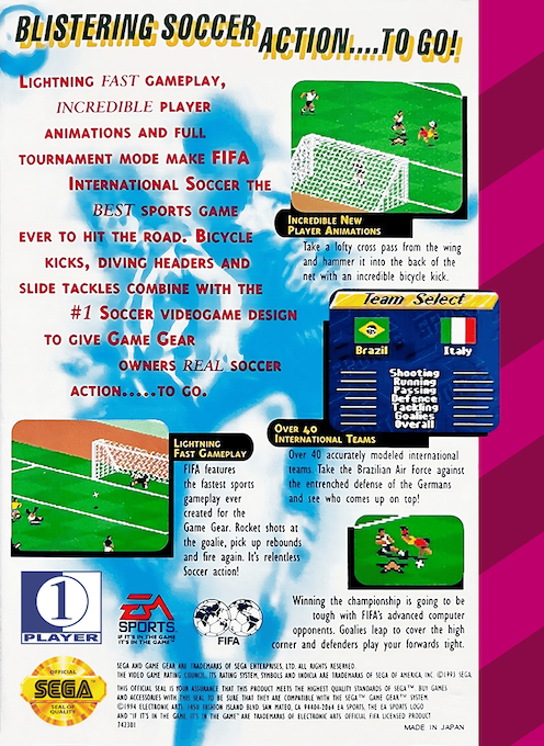 FIFA International Soccer — Box back