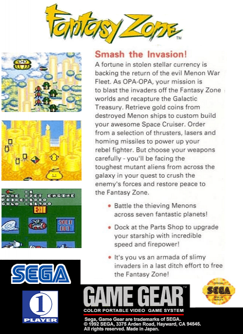 Fantasy Zone — Box back