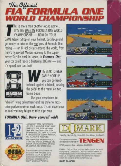 Formula One — Box back