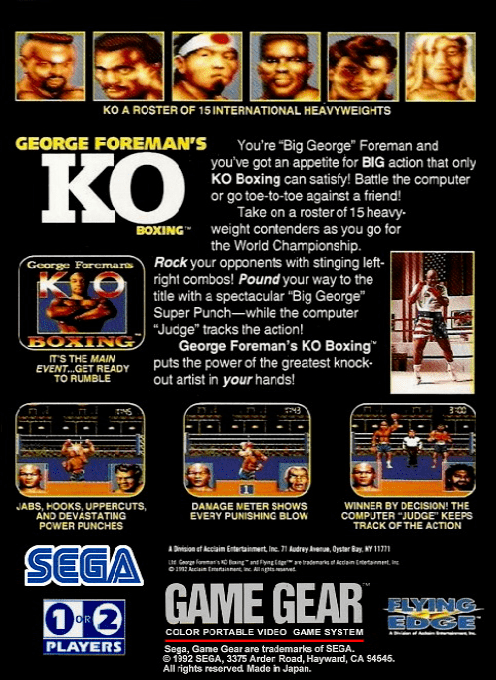 George Foreman's KO Boxing — Box back