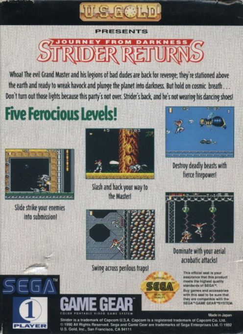 Journey from Darkness : Strider Returns — Box back