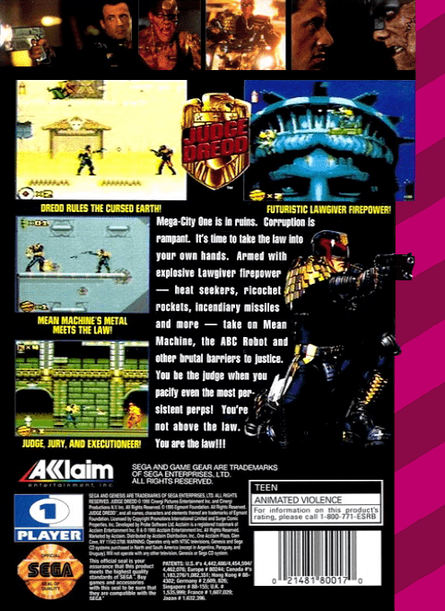 Judge Dredd — Box back