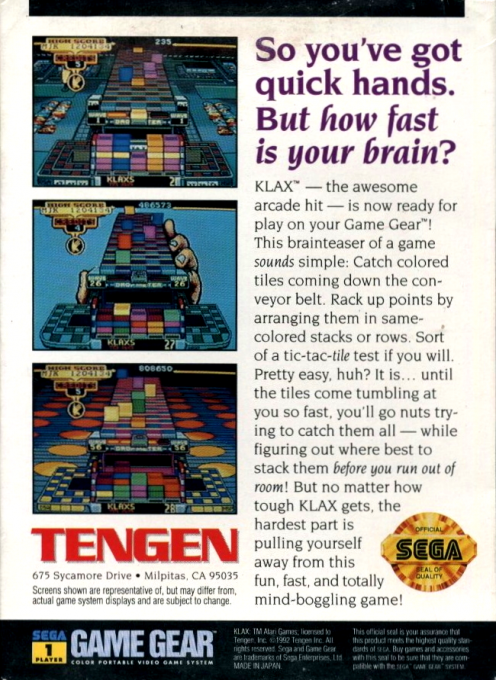 Klax — Box back