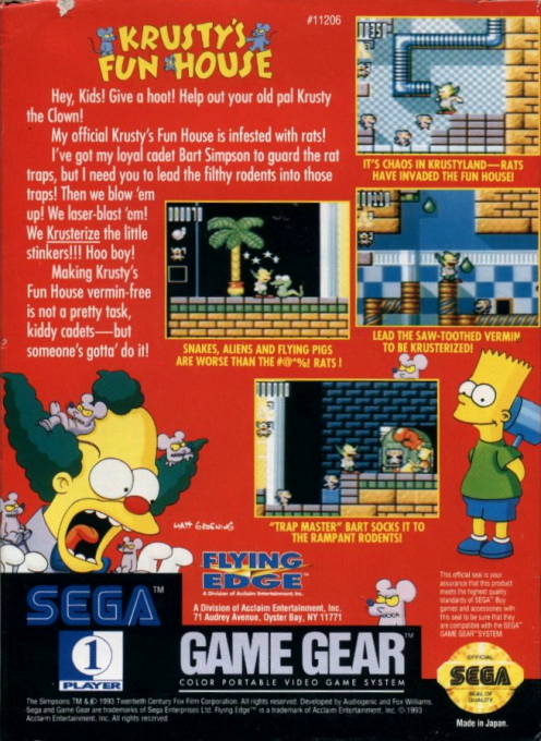 Krusty's Fun House — Box back