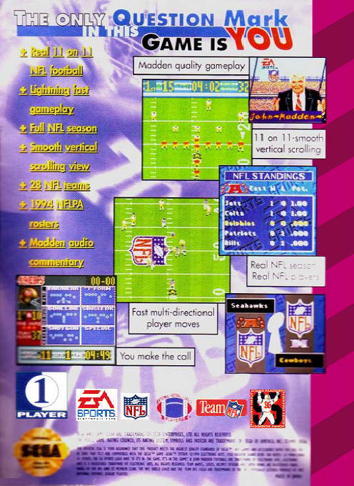 Madden NFL 95 — Box back