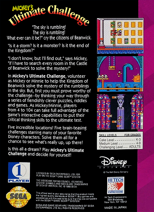 Mickey's Ultimate Challenge — Box back