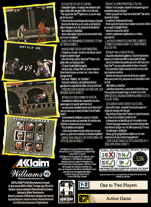 Mortal Kombat 3 — Box back