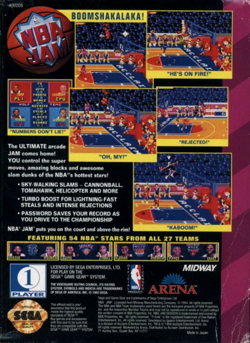 NBA Jam — Box back