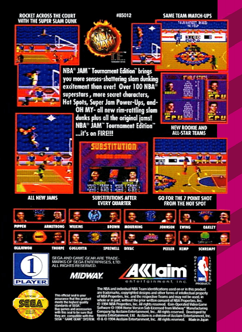 NBA Jam Tournament Edition — Box back