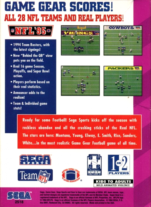 NFL '95 — Box back