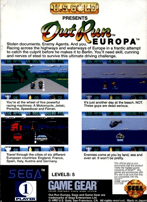 Out Run Europa — Box back
