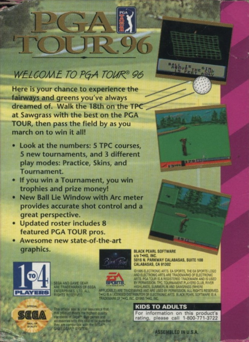 PGA Tour 96 — Box back