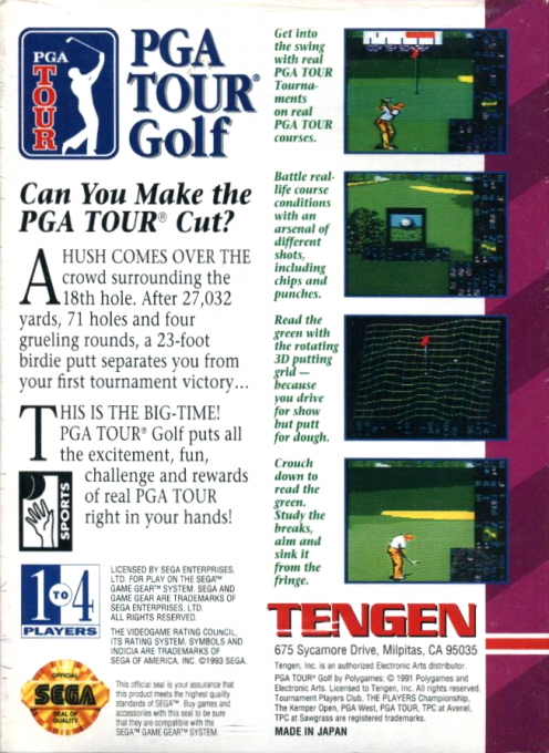 PGA Tour Golf — Box back