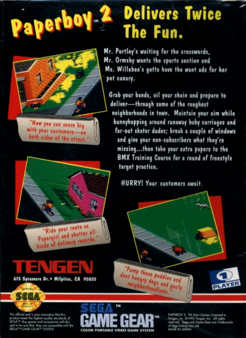 Paperboy 2 — Box back