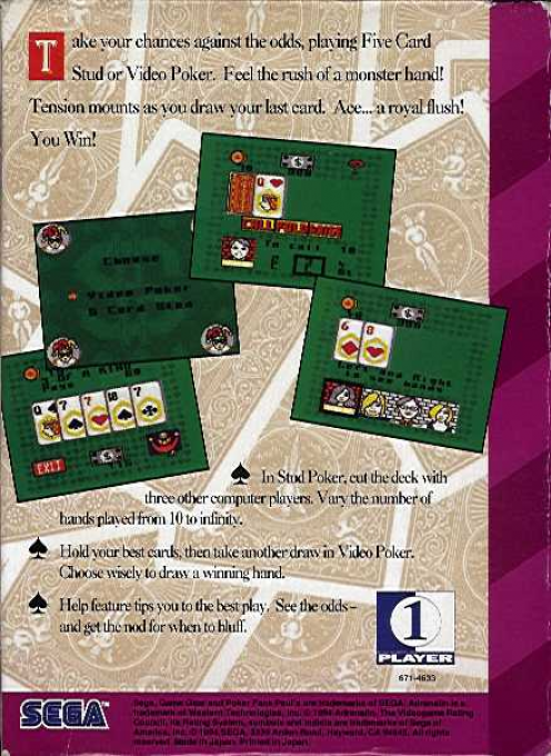 Poker Face Paul's Poker — Box back