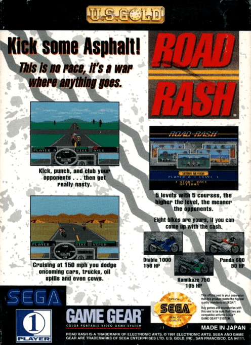 Road Rash — Box back