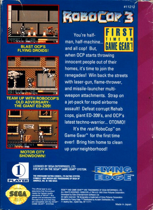 RoboCop 3 — Box back
