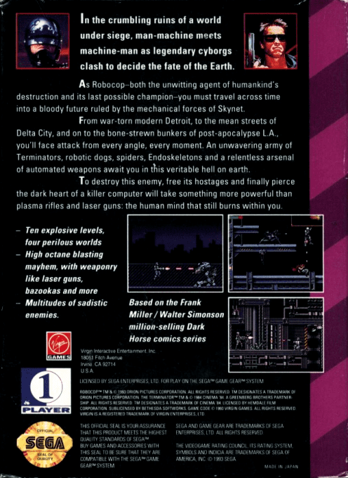 RoboCop Versus The Terminator — Box back