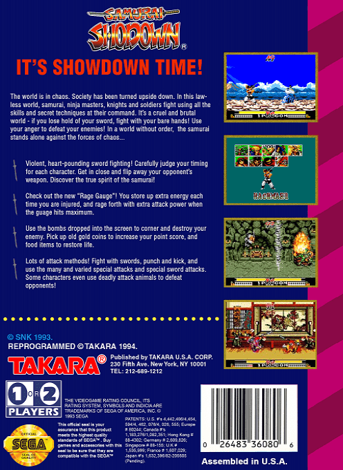 Samurai Shodown — Box back