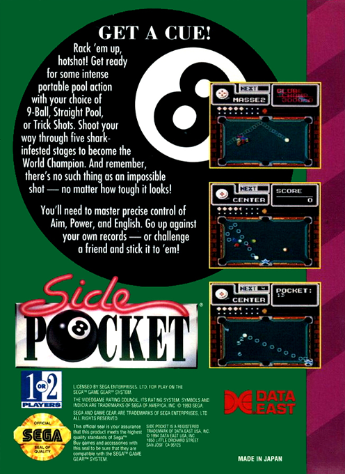 Side Pocket — Box back