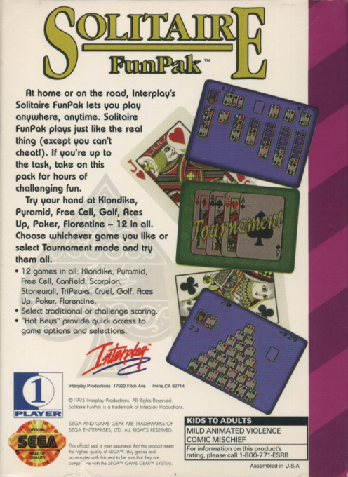 Solitaire FunPak — Box back