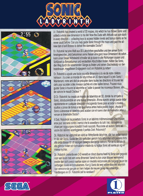 Sonic Labyrinth — Box back