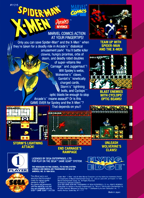 Spider-Man and the X-Men in Arcade's Revenge — Box back