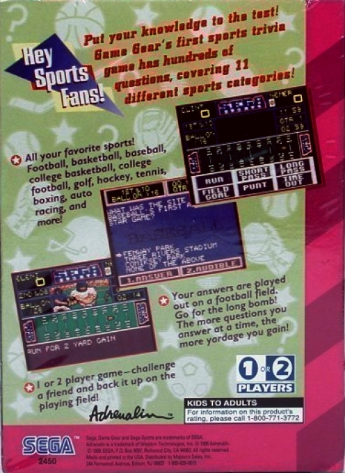 Sports Trivia : Championship Edition — Box back