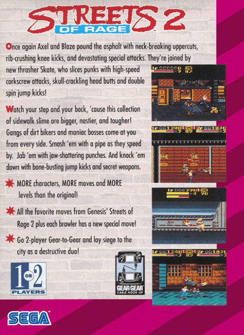 Streets of Rage 2 — Box back