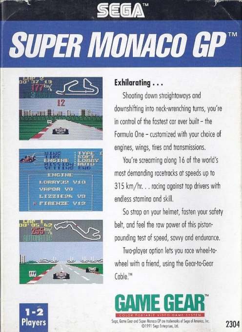 Super Monaco GP — Box back