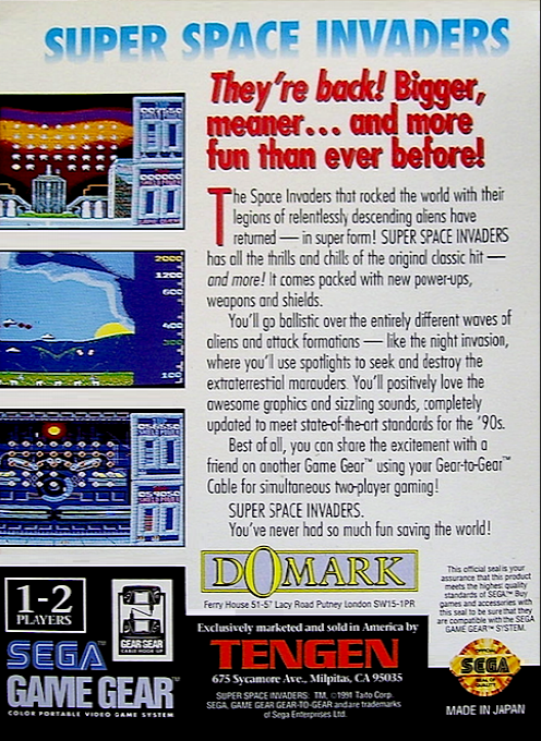 Super Space Invaders — Box back