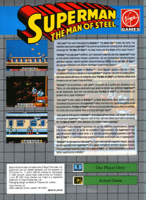 Superman : The Man of Steel — Box back