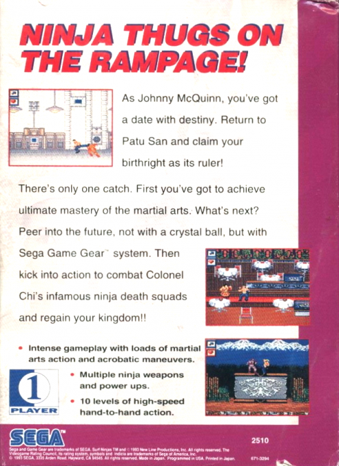 Surf Ninjas — Box back