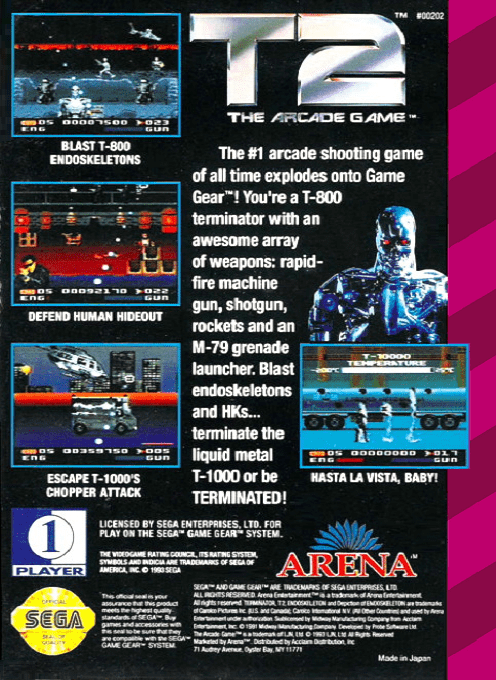 T2 : The Arcade Game — Box back