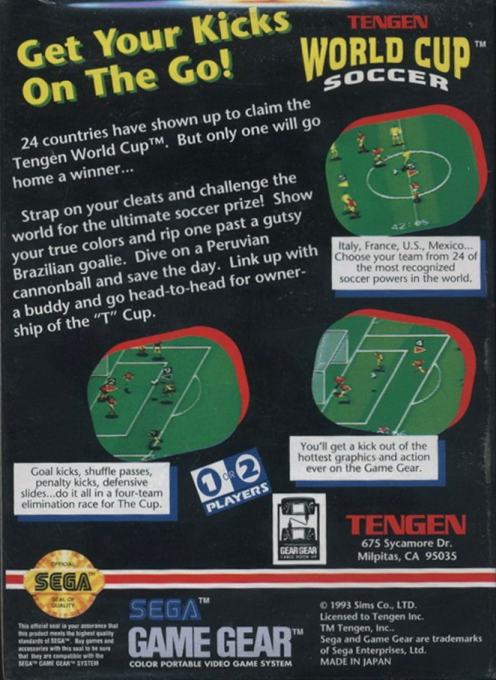 Tengen World Cup Soccer — Box back