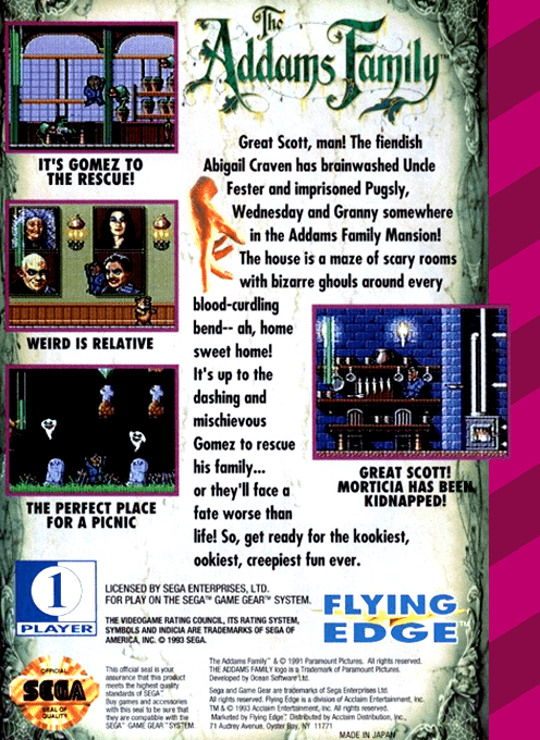 The Addams Family — Box back