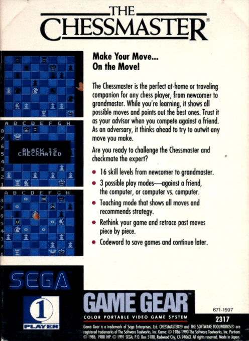 The Chessmaster — Box back