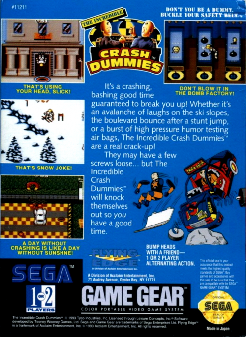 The Incredible Crash Dummies — Box back
