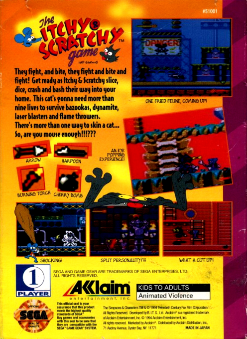 The Itchy & Scratchy Game — Box back
