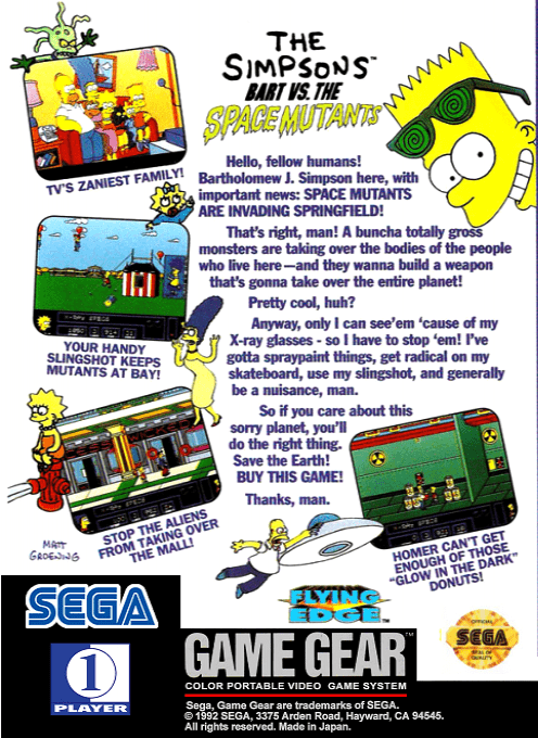 The Simpsons : Bart vs the Space Mutants — Box back