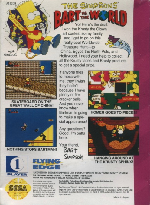 The Simpsons : Bart vs. the World — Box back