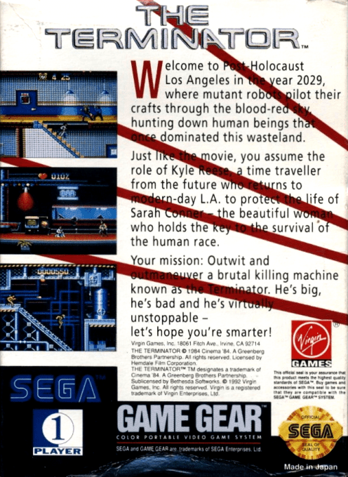The Terminator — Box back